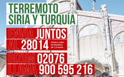El Mercado Central de València con los afectados por los terremotos en Siria y Turquía